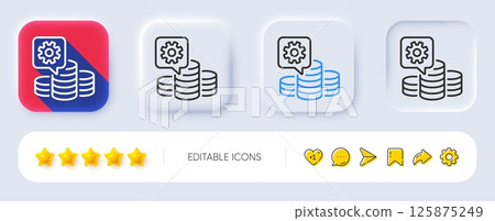 Making money line icon. Neumorphic, Flat shadow, 3d buttons. Budget gain sign. Money working symbol. Line making money icon. Social media icons. Vector 125875249