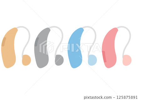 水彩風格助聽器顏色變化組(橘色、灰色、藍色、粉紅色) 水彩風格助聽器顏色變化組(橘色、灰色、藍色、粉紅色) 125875891