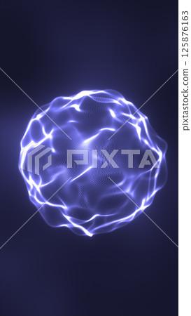 Glowing abstract energy sphere composed of soft flowing light strands and digital particles on a dark background Glowing abstract energy sphere composed of soft flowing light strands and digital particles on a dark background 125876163