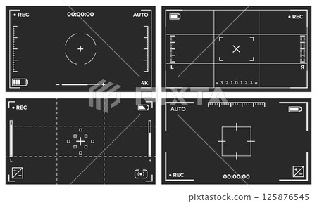 Camera screen overlays showing recording mode and exposure tools Camera screen overlays showing recording mode and exposure tools 125876545