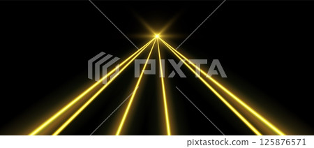 Yellow laser beams, concert or nightclub spotlights light effect. 125876571