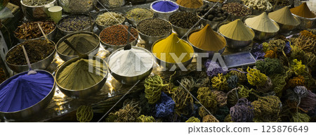 Colorful spices at the bazaar in the old city in Egypt. Colorful spices at the bazaar in the old city in Egypt. 125876649