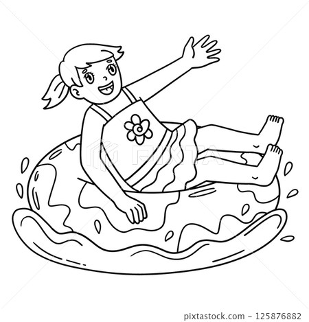 Swimming Girl Floating Over the Beach Isolated Swimming Girl Floating Over the Beach Isolated 125876882