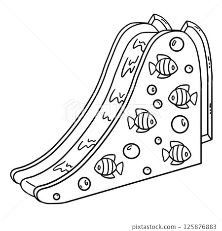 Swimming Waterslide Isolated Coloring Page  125876883