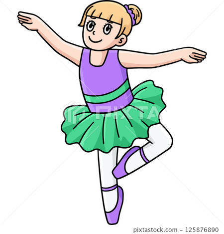 Ballerina doing a Coup de Pied Cartoon Clipart  125876890