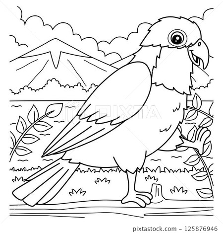 Bird Caique Coloring Page for Kids  125876946