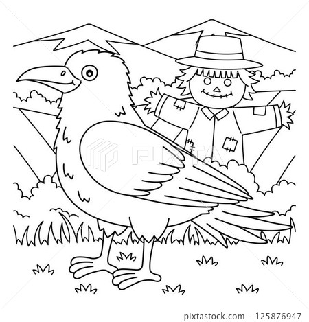 Bird Crow Coloring Page for Kids  125876947