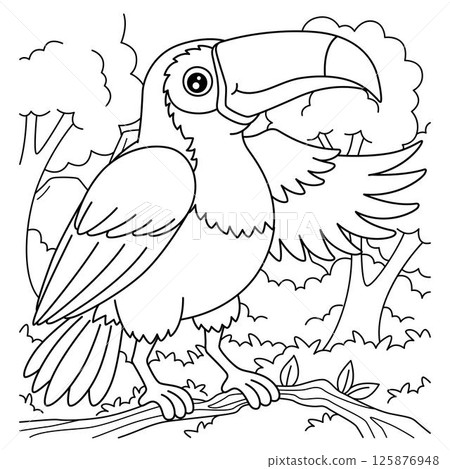 Bird Tucan Coloring Page for Kids Bird Tucan Coloring Page for Kids 125876948