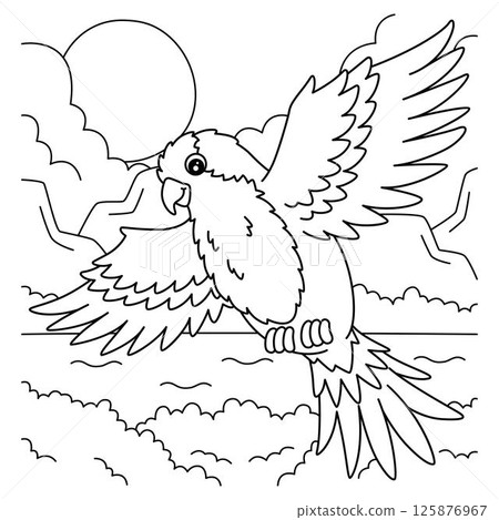 Bird Monk Parakeet Coloring Page for Kids  125876967