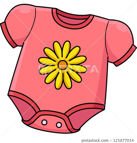 Baby Shower Baby Girl Onesie Cartoon Clipart  125877014