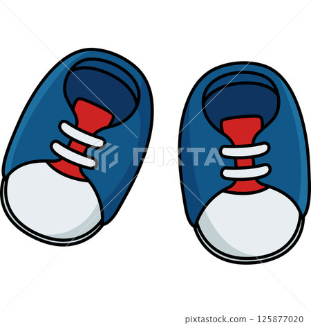 Baby Shower Baby Boy Shoes Cartoon Colored Clipart 125877020