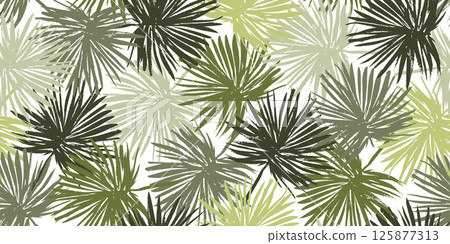 Bright light and dark green seamless pattern with overlay mess of hand drawn textured tropical leaves. Exotic rainforest plants texture print for textile, wrapping paper, surface design, background Bright light and dark green seamless pattern with overlay mess of hand drawn textured tropical leaves. Exotic rainforest plants texture print for textile, wrapping paper, surface design, background 125877313