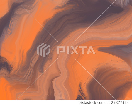 Abstract wavy orange and maroon brown fluid gradient background. Vibrant warm colors liquid digital watercolor marble texture for vintage concept, natural colors fire flame design, banner 125877314