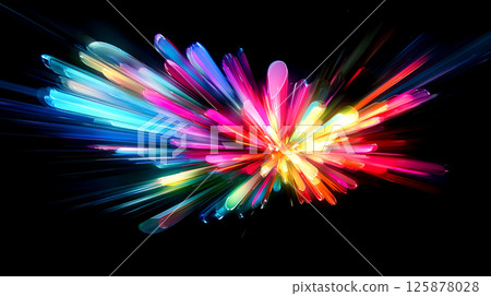 黑色背景上的彩色爆炸圖案 125878028