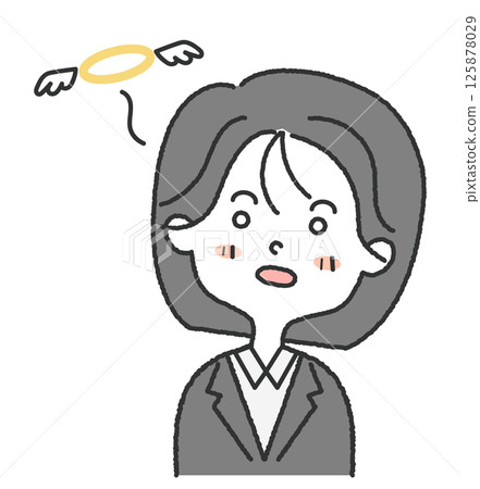 The blank, soulless face of a female employee in a suit 125878029
