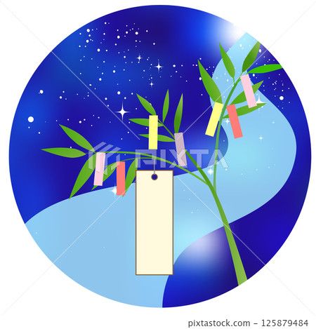 Illustration of Tanabata Bamboo Decorations 125879484