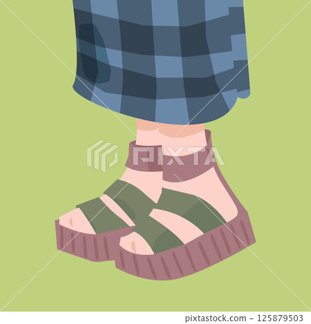 Flat Cartoon Platform Sandals Illustration 125879503