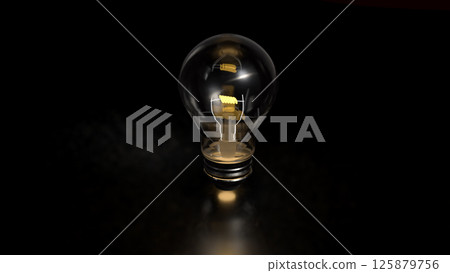 The Light bulb on Black background  for creative concept 3d Rendering. 125879756