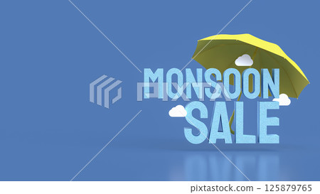 The Yellow umbrella for monsoon sale concept 3d Rendering. 125879765