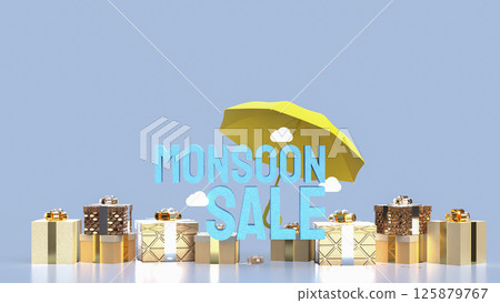 The Yellow umbrella for monsoon sale concept 3d Rendering. The Yellow umbrella for monsoon sale concept 3d Rendering. 125879767