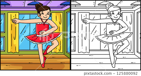 Ballerina Performing a Pirouette Illustration  125880092