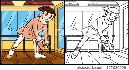 Ballerina Wearing Shoes Coloring Illustration Ballerina Wearing Shoes Coloring Illustration 125880096