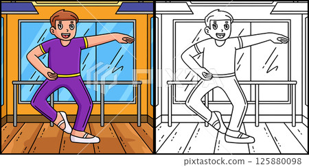 Ballet Danseur in a Bouncing Step Illustration Ballet Danseur in a Bouncing Step Illustration 125880098