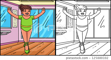 Ballerina in Releve Position Coloring Illustration 125880102