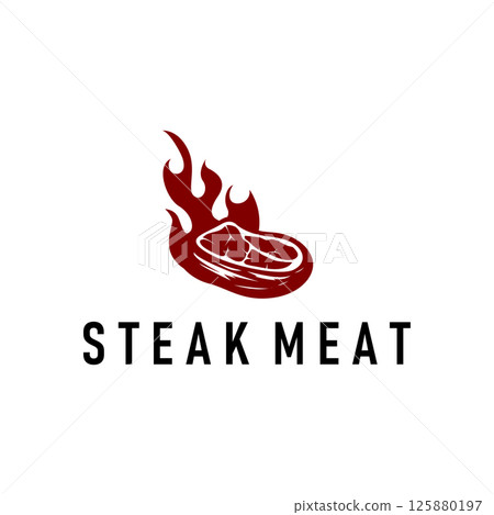steak logo design concept steak meat bbq simple illustration symbol template food meat delicious brand product cafe and restaurant business 125880197