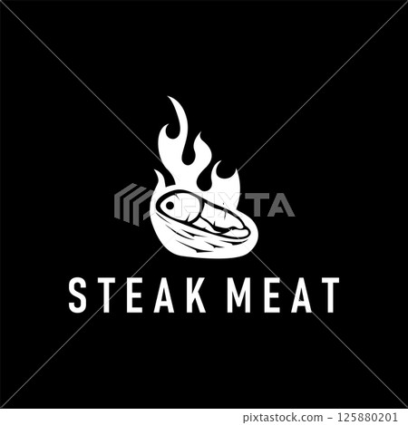 steak logo design concept steak meat bbq simple illustration symbol template food meat delicious brand product cafe and restaurant business 125880201