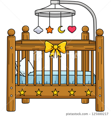 Baby Shower Crib Cartoon Colored Clipart Baby Shower Crib Cartoon Colored Clipart 125880217
