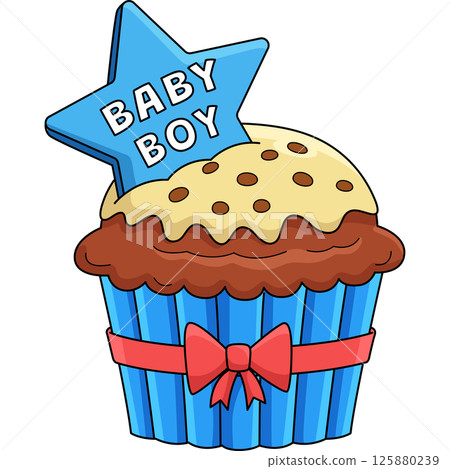 Baby Shower Baby Boy Cupcake Cartoon Clipart Baby Shower Baby Boy Cupcake Cartoon Clipart 125880239