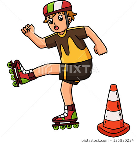 Inline Skater Avoiding Traffic Cone Clipart Inline Skater Avoiding Traffic Cone Clipart 125880254