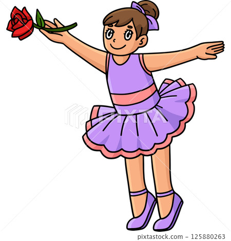 Ballerina Dancing with a Flower Cartoon Clipart Ballerina Dancing with a Flower Cartoon Clipart 125880263