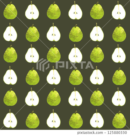 La France (pear, European pear) pattern Hand-drawn watercolor illustration of fruit pattern La France (pear, European pear) pattern Hand-drawn watercolor illustration of fruit pattern 125880330