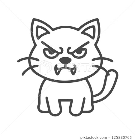 Angry Cat Silhouette Vector Icon Bold Mascot Logo for Sports Teams, Branding, and T-Shirt Design Graphics 125880765