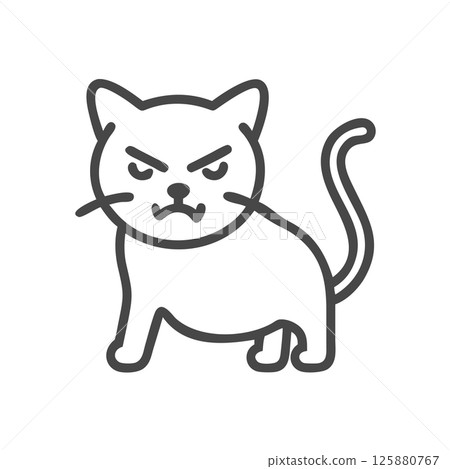Angry Cat Silhouette Vector Icon Bold Mascot Logo for Sports Teams, Branding, and T-Shirt Design Graphics 125880767