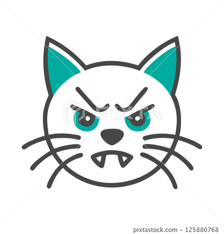 Angry Cat Silhouette Vector Icon Bold Mascot Logo for Sports Teams, Branding, and T-Shirt Design Graphics 125880768