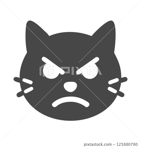 Angry Cat Silhouette Vector Icon Bold Mascot Logo for Sports Teams, Branding, and T-Shirt Design Graphics 125880780