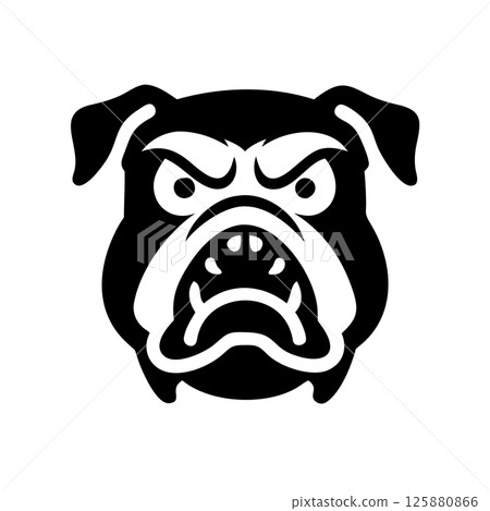 Angry Bulldog Silhouette Vector Icon Powerful Mascot Logo for Sports, Branding and T shirt Design 125880866