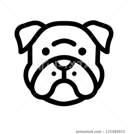 Angry Bulldog Silhouette Vector Icon Powerful Mascot Logo for Sports, Branding and T shirt Design 125880915
