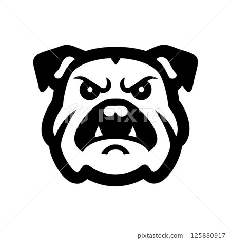 Angry Bulldog Silhouette Vector Icon Powerful Mascot Logo for Sports, Branding and T shirt Design 125880917
