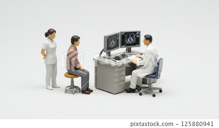 Miniature of a patient receiving an explanation from a doctor Miniature of a patient receiving an explanation from a doctor 125880941