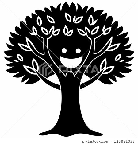 Charming Cute Tree Character Vector Illustration for Children's Books, Eco Branding, and T shirt Designs 125881035