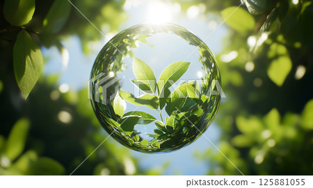 透明水晶中的綠葉 生成式人工智慧 透明水晶中的綠葉 生成式人工智慧 125881055