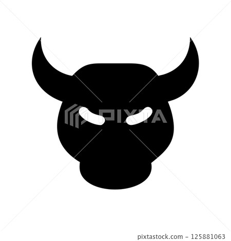 Angry Bull Mascot Silhouette Vector Icon Fierce Logo Design for Sports Teams and Powerful Branding 125881063