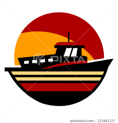 Nautical Boat Logo Vector Art for Marine Businesses and T Shirt Designs Perfect for Branding & Merch 125881157
