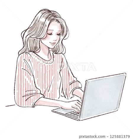 婦女和女孩插畫素材 婦女和女孩插畫素材 125881379