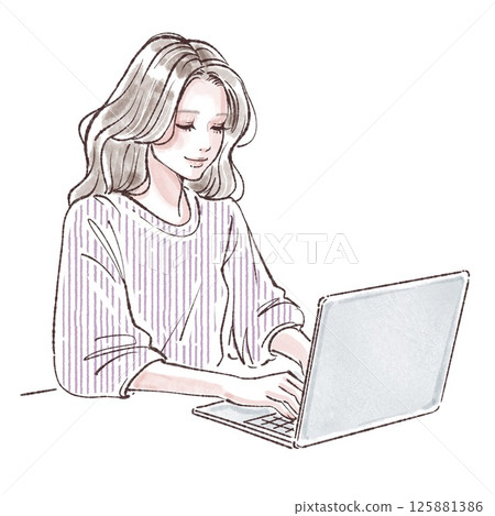 婦女和女孩插畫素材 125881386