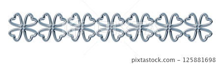 Metallic clover frame icon line. 3DCG illustration of a continuous chain Metallic clover frame icon line. 3DCG illustration of a continuous chain 125881698
